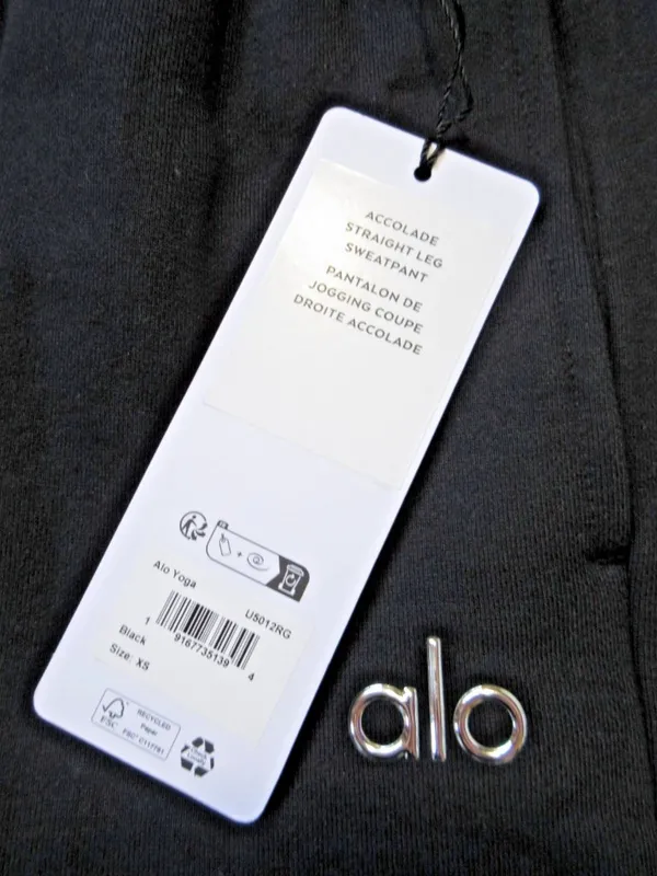 NWT Alo Yoga Unisex U5012RG Accolade Straight Leg Sweatpant in Black XS - Image 4