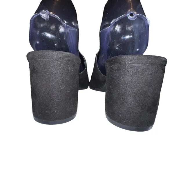 American Eagle‎ Women Black Suede Slip On Mule Block Heel Open Toe Size 9 Shoe - Image 4