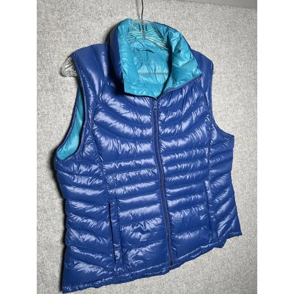 Bernardo Large Womens Vest Goose Down Puffer Blue Sleeveless‎ Zip Packable - Image 8