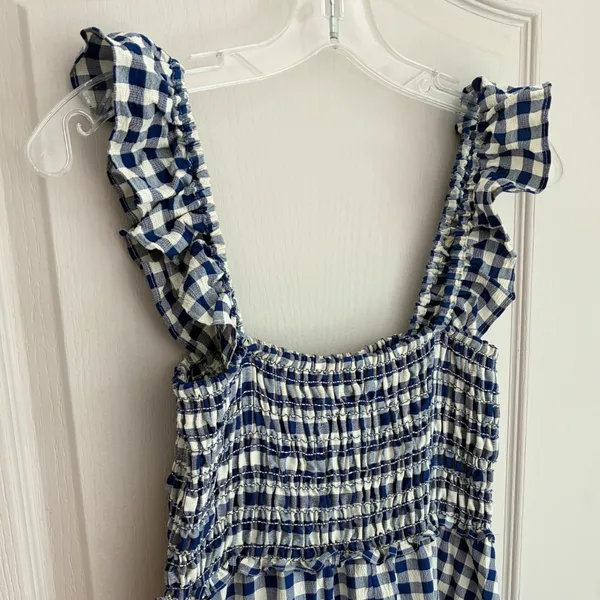 Max Studio London Blue Gingham‎ Smocked Cottagecore Midi Dress NWT M - Image 11