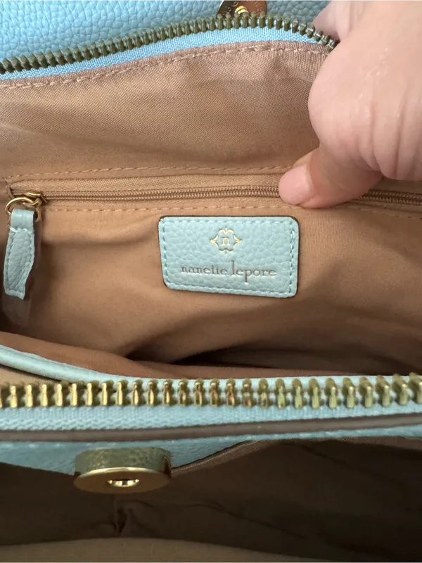 Nanette Lepore Kassandra Triple Section Shoulder Bag with Scarf Ice Blue NWT - Image 9