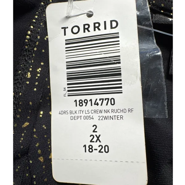 Torrid Party Dress Sparkle Ruched Long Sleeve Plus‎ Size 2 / 2X - Image 5