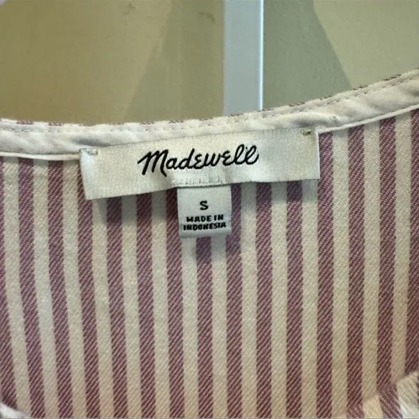 Madewell Studio Ruffle-Hem Top Lavender Stripe - Size Small - Image 6