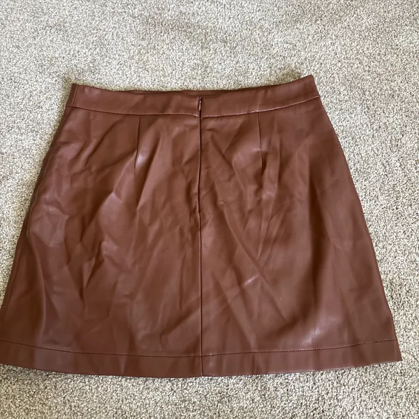 Shinestar Brown Pleather Skirt - Image 4