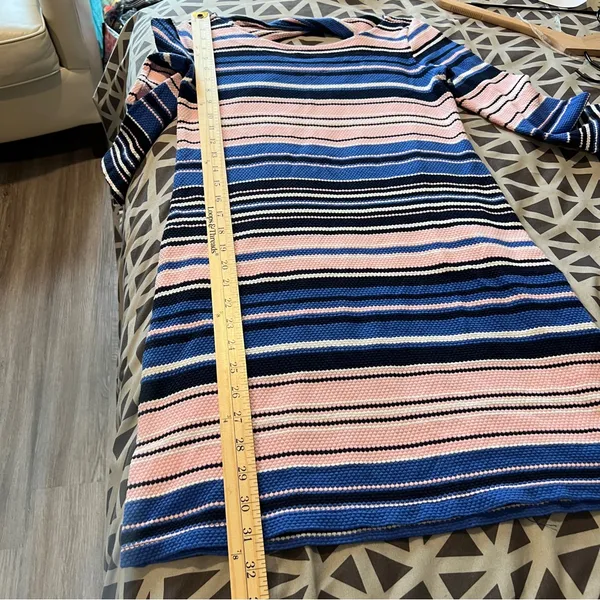 Lilly Pulitzer Bay Dress Striped Blue Pink Textured Stretch Mini Twisted‎ Cutout - Image 11
