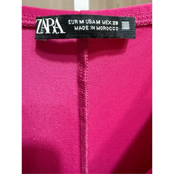 Zara Women’s Bright Pink Midi Fitted Dress Sz‎ M - Image 5