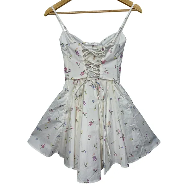 NWT Babyboo Analeigh White Multi Floral Corset Fit & Flare Mini Dress Size Small - Image 11