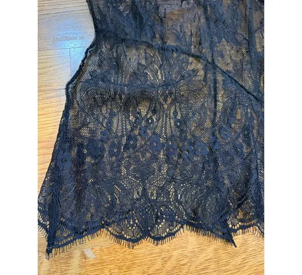 Topshop Women’s 2 Black Lace Sheer Crewneck Layering Long Sleeve Layering Top - Image 6