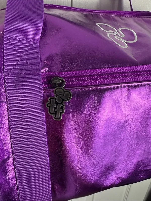 Triple Flip Metallic Purple Cylinder Duffel Tote Bag women girls Medium 13" 8.5" - Image 4