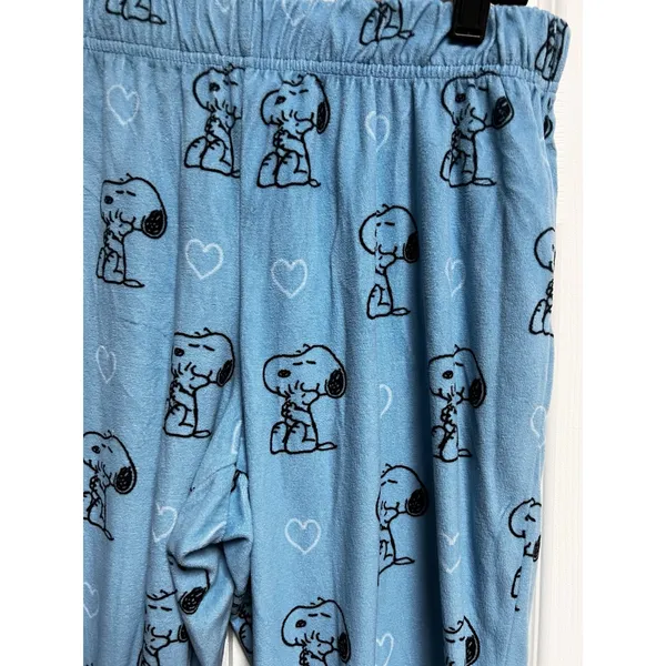 Peanuts Snoopy Heart Print Pajama Pants Blue‎ Teal Sea Small LZ42901SG - Image 2