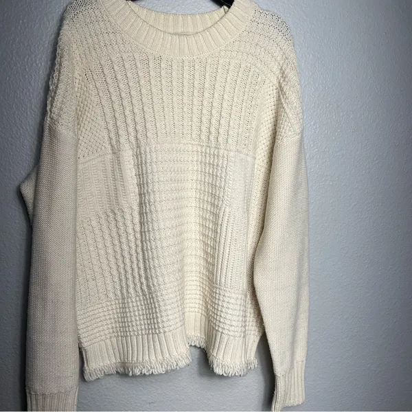 Madewell Stitchmix Cropped Pullover Sweater Womens Size Small Cream‎ Soft - Image 3