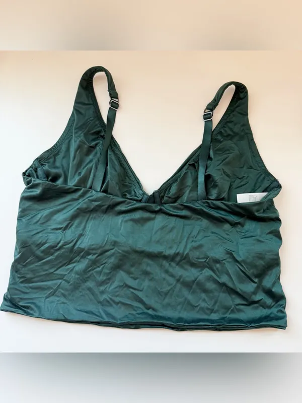 Aerie Smoothez Shine Corset Bra Top Deep Forest Green - Image 3