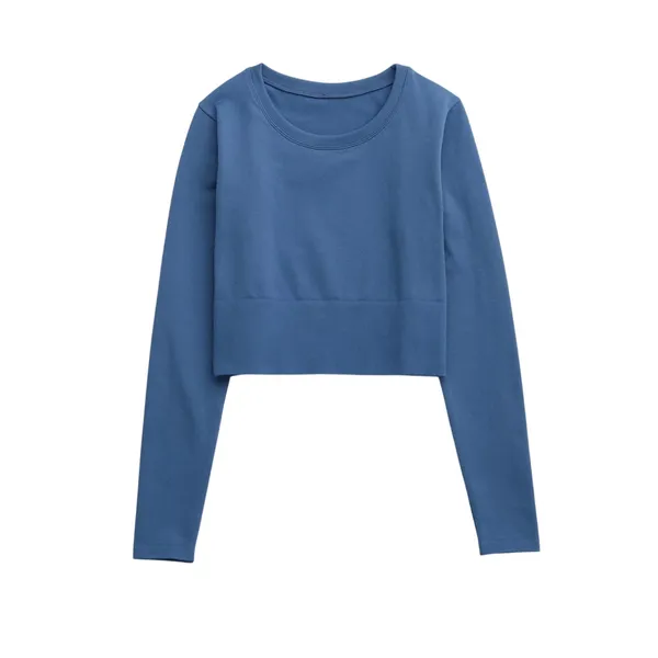 OFFLINE Aerie Sidewalk Seamless Long Sleeve Cropped T-Shirt marbled blue medium - Image 2
