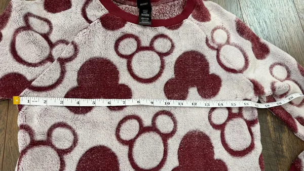 Disney Women's Soft Velour Fleece Mickey Mouse Sweatshirt Burgundy Size Small - Image 6
