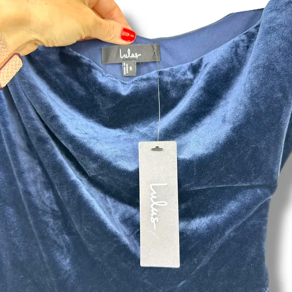 NEW Lulus Coveted Confidence Off-The-Shoulder Velvet Asymmetrical Maxi Dress - Image 9