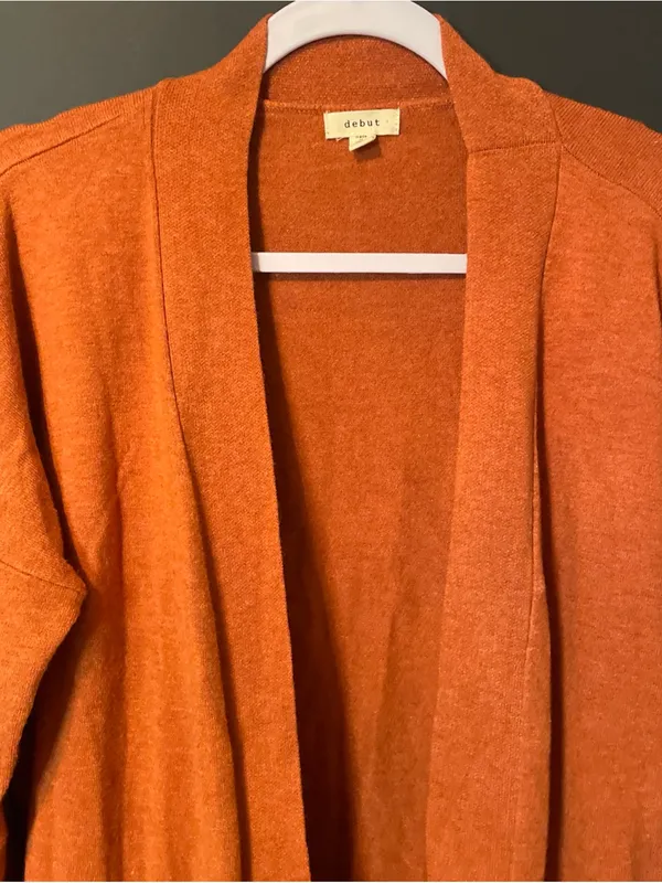 Debut Size M Burnt Orang Open Front Cardigan Sweater With Pockets Soft Cozy Chic - Image 2
