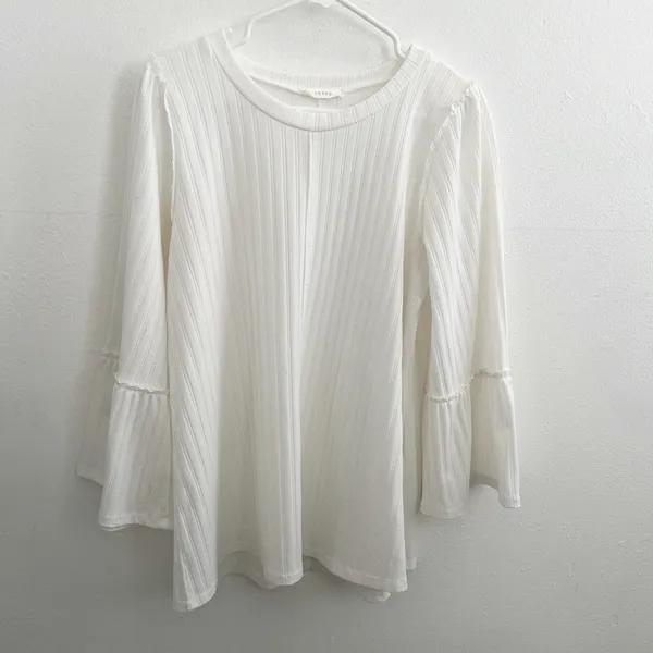 Anthropologie Entro Bell Sleeve blouse Top XLARGE Boat Neck Anthro - Image 6
