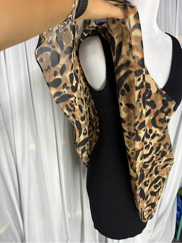 bebe Asymmetrical Leopard-Print Dress Y2K Black & Tan XS - Image 5