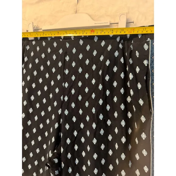 Boho Geometric Diamond‎ Print Wide Leg Cropped Pants Black Blue WPT089511 - Image 6