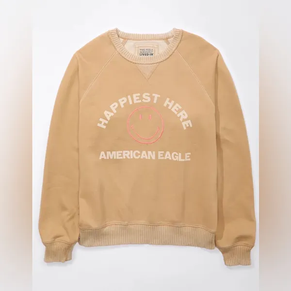 American Eagle Brown Funday‎ Graphic Raglan-Sleeve Sweatshirt - Image 2