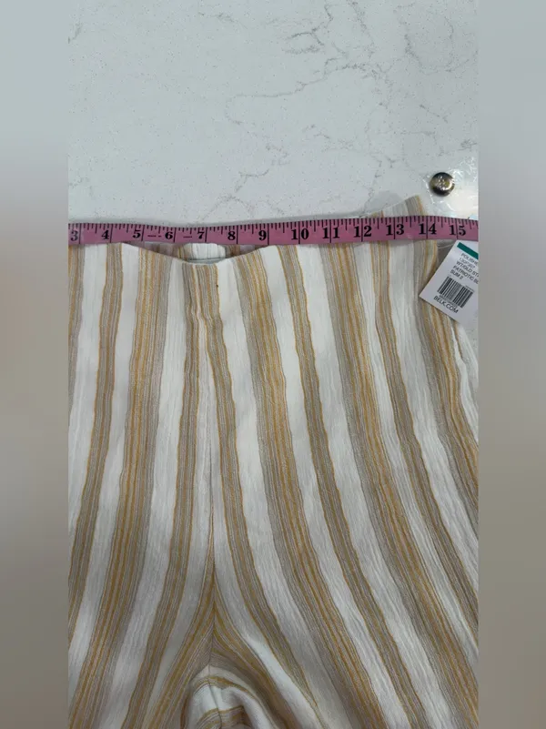 High-Rise Striped Cropped Wide-Leg Pants in Beige capris - Image 6