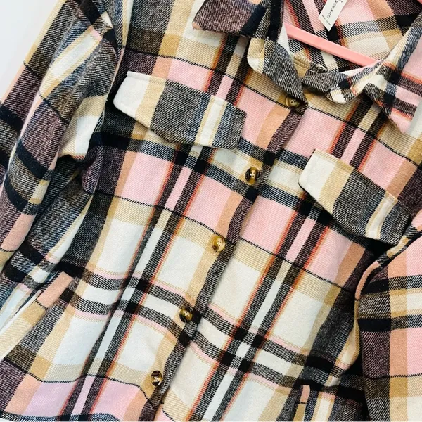 Molly B boutique Plaid Shacket - Pink and Brown jacket shirt size XL - Image 3