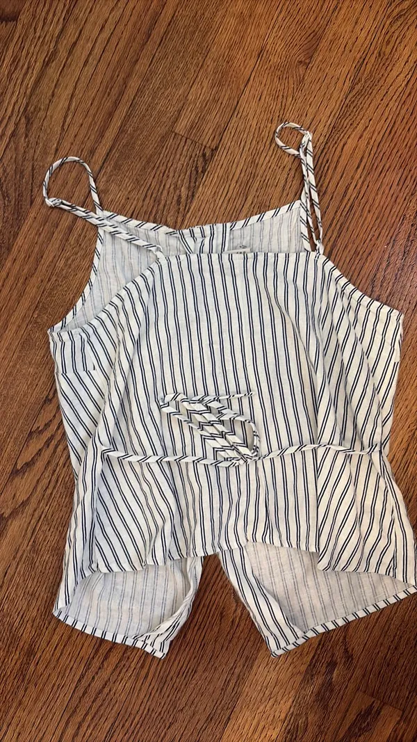 stripped linen tank top Blue Size M - Image 2