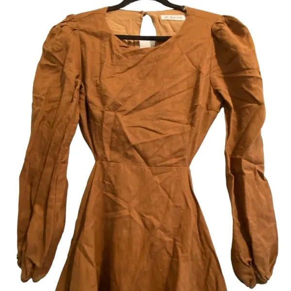 All About May Linen Blend‎ Dress Brown Size 6 - Image 2
