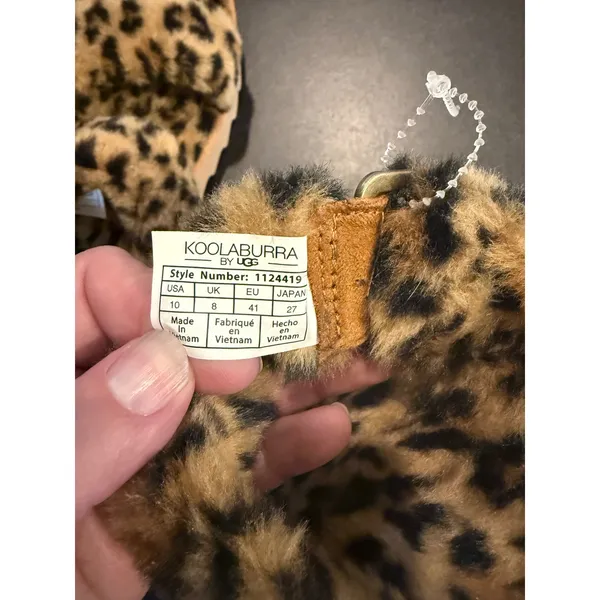 Koolaburra by UGG 10 Furr-Ah Slide Sandals Slippers Cheetah Faux Fur Buckle - Image 3
