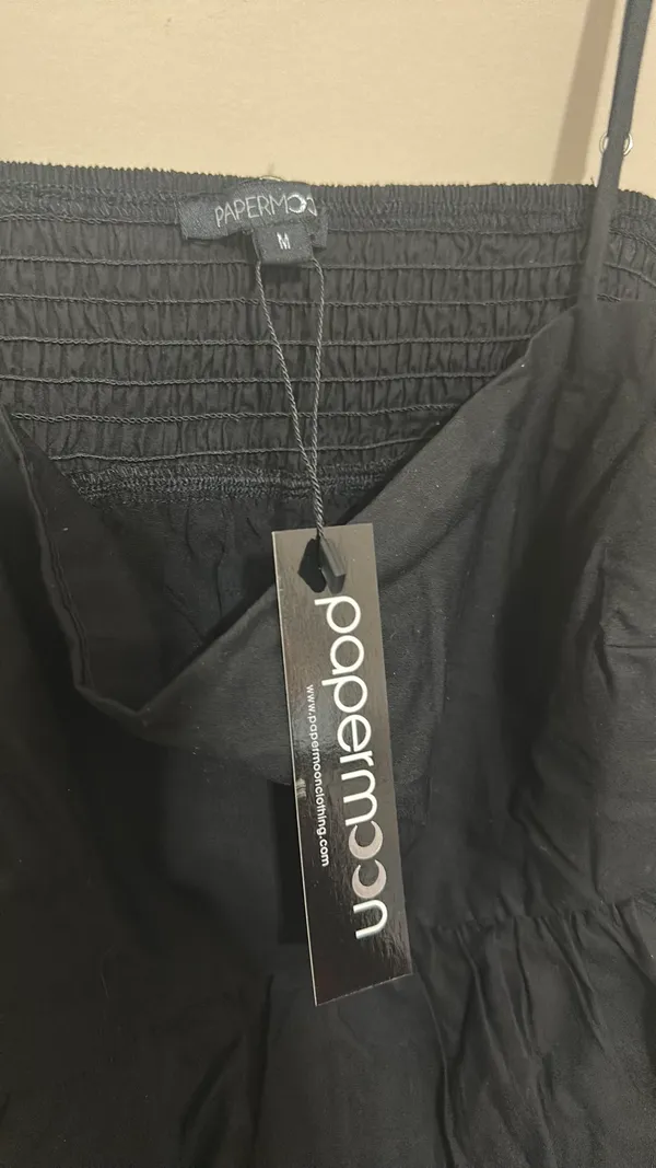 PaperMoon Black bubble tank spaghetti strap with elastic on back new with tags - Image 3