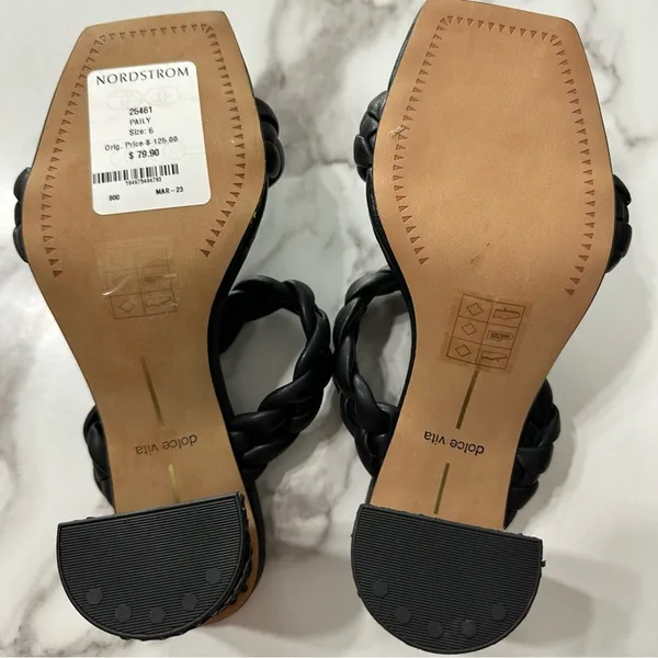 DOLCE VITA Paily Braided Slide-on Mule Sandal Heels Sz 6 Black Vaca Party - Image 7