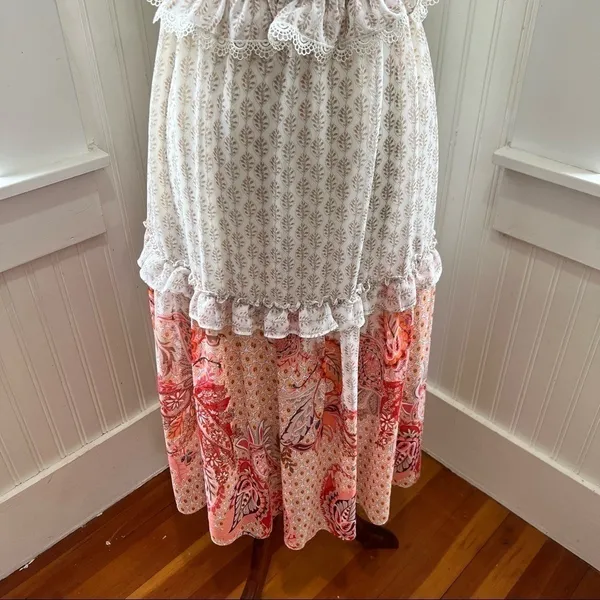 MISA Los Angeles Tiered Ruffle Mixed Print Midi Dress Large - Image 10