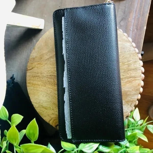 Kate Spade Black Slim Continental Wallet Pebbled Leather Zip Around NWT - Image 3