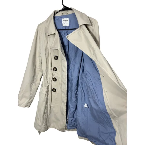 Old Navy Womens‎ Coat Belted Double Breasted Beige Jacket Medium - Image 5