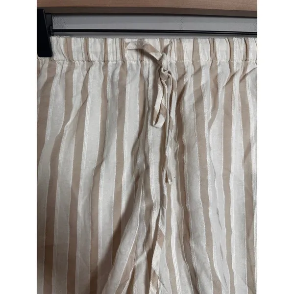 Ghanda Co Womens Beige White Striped Cotton Blend‎ Drawstring Shorts Size XS - Image 2