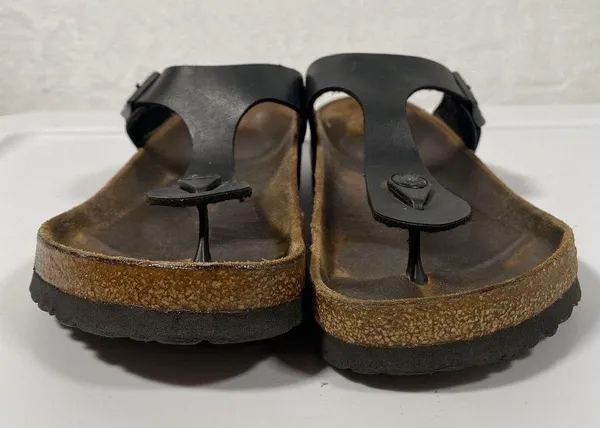 Birkenstock Sandals Women's Gizeh Black Birko Flor EU 39 US 8 - has some wear - Image 2