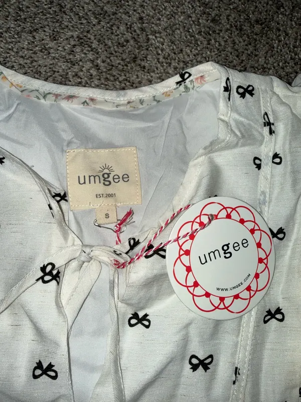 Umgee Ruffle Sleeve Bow Print Mini Babydoll Dress - Image 3