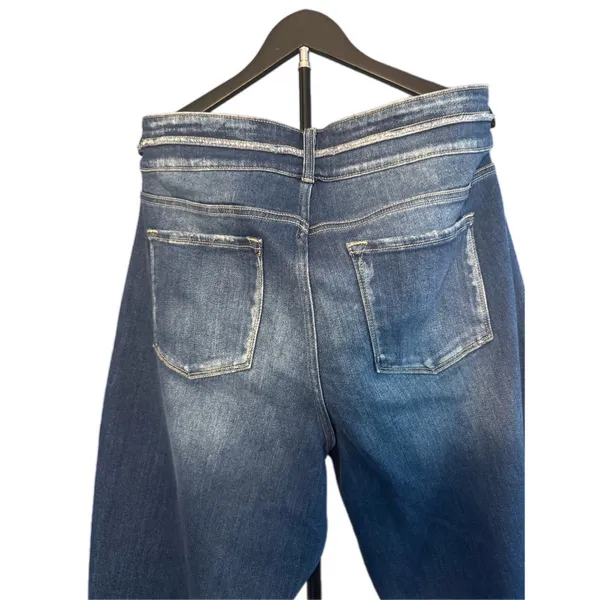 KanCan High Rise Double Button Raw Hem‎ Wide Leg Jeans Size 18 Stretch - Image 5