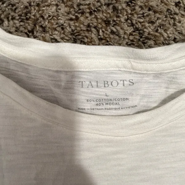 Talbots Womens White Slub Knit Citrus Orange Fruit Graphic Tee Shirt Large L - Image 2