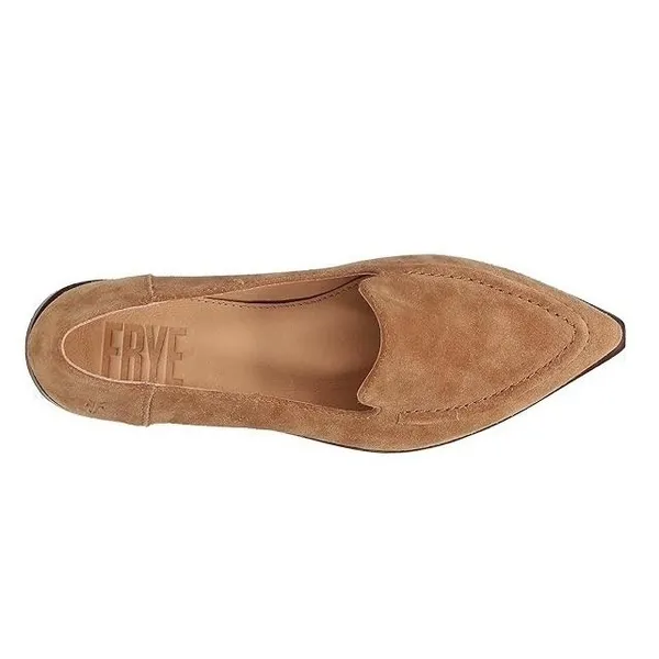 Frye Sz‎ 7.5 Loafer Suede Leather Kenzie Mic Stitch Pointed Toe Shoes Beige Tan - Image 2