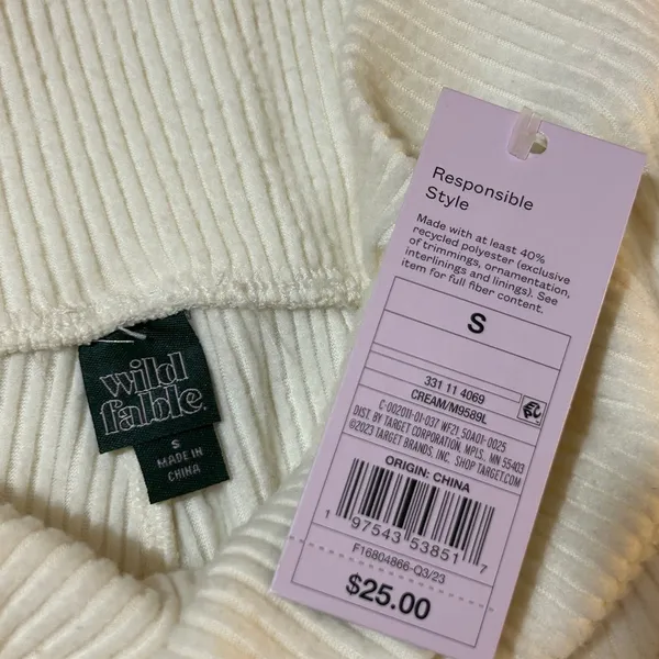 Wild Fable Cream Ribbed Knit Flare Pants High Rise Small NWT Cream M9589L - Image 6