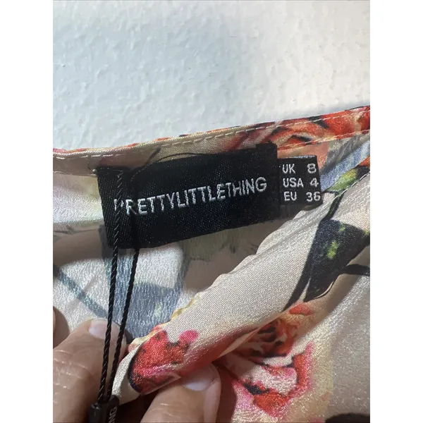 Pretty Little Thing Mini Dress 4 Multi Floral bodycon boho preppy festival NWT - Image 4