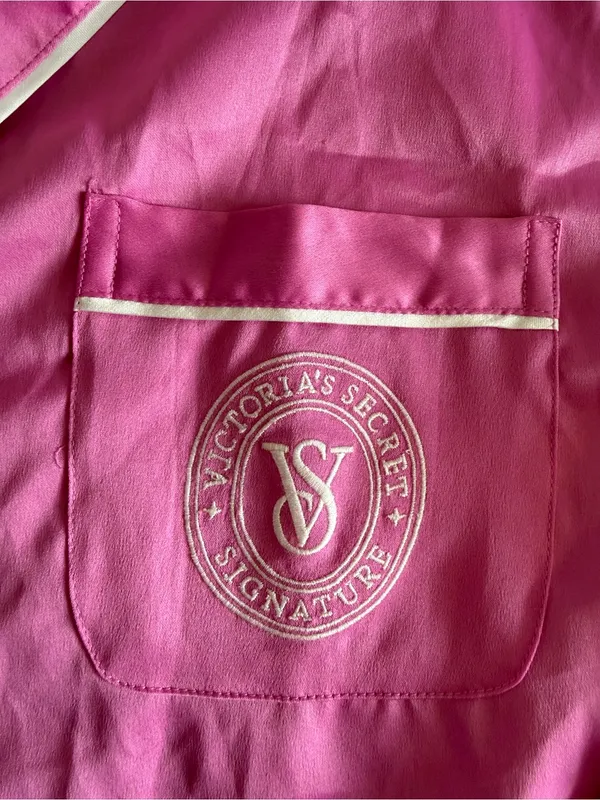 Victoria’s Secret Signature Satin Shine Long Pajama Set Pink Small NWT - Image 8