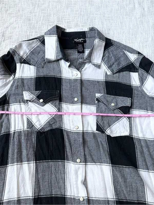 Wrangler "Retro" Long Sleeve Western Plaid Snap Flannel 🔲 Size Large - Image 2
