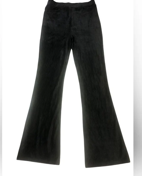 Allie Rose Black velour corduroy Flare Boot Cut Pants with back pocket Sz Med - Image 3