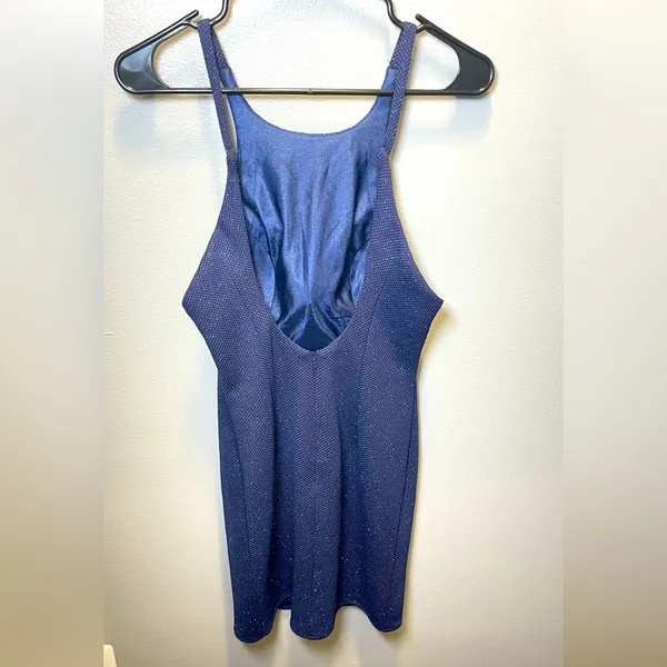 Alyce Paris Women's Navy Sparkly Bodycon Mini‎ Open Back Dress Size 0 - Image 5