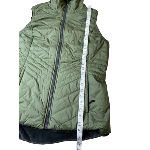 The North Face‎ Mossbud Reversible Insulated Vest Olive Green Grey Womens Medium - Image 10