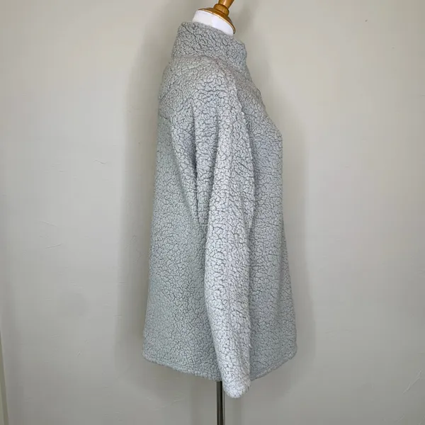 Gray Teddy Sweatshirt Pullover 1/4 zip Small Normcore Gorpcore - Image 4