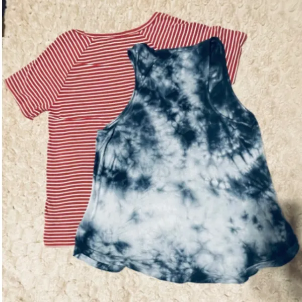 American Eagle Soft & Sexy Top Bundle Striped Tee Tie Dye Tank Red Blue Womens M - Image 10