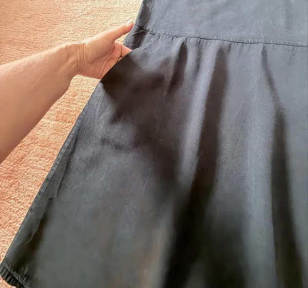 Everly Black Lyocell Popover Shift Dress Size Unmarked Short Sleeve Pockets - Image 7